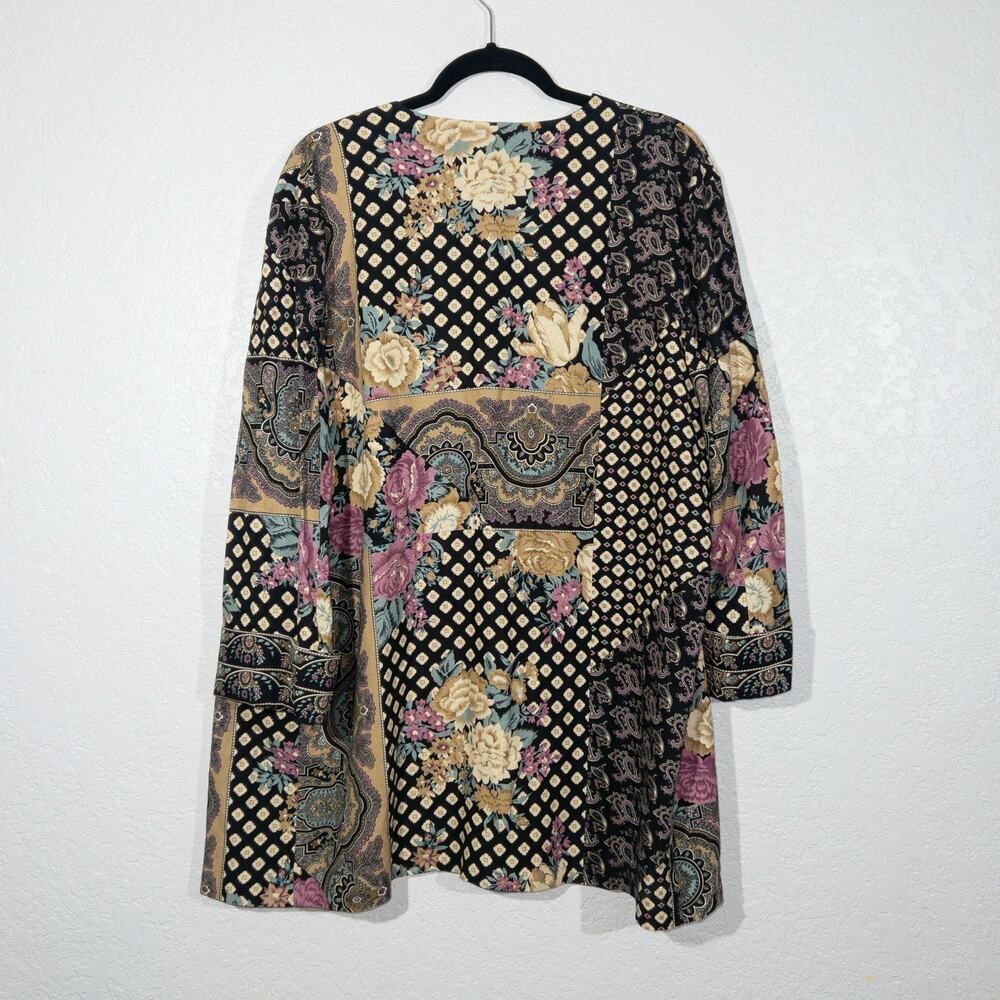 Vintage Lady Carol of New York Black Floral Kimono‎ Cardigan Size 14 - Picture 6 of 6